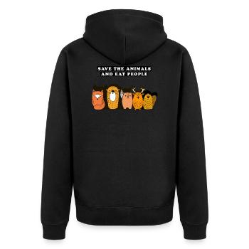 Save the animals and eat people Poison - Unisex Premium Organic Zip Hoodie - black - Back - Nico (187cm)