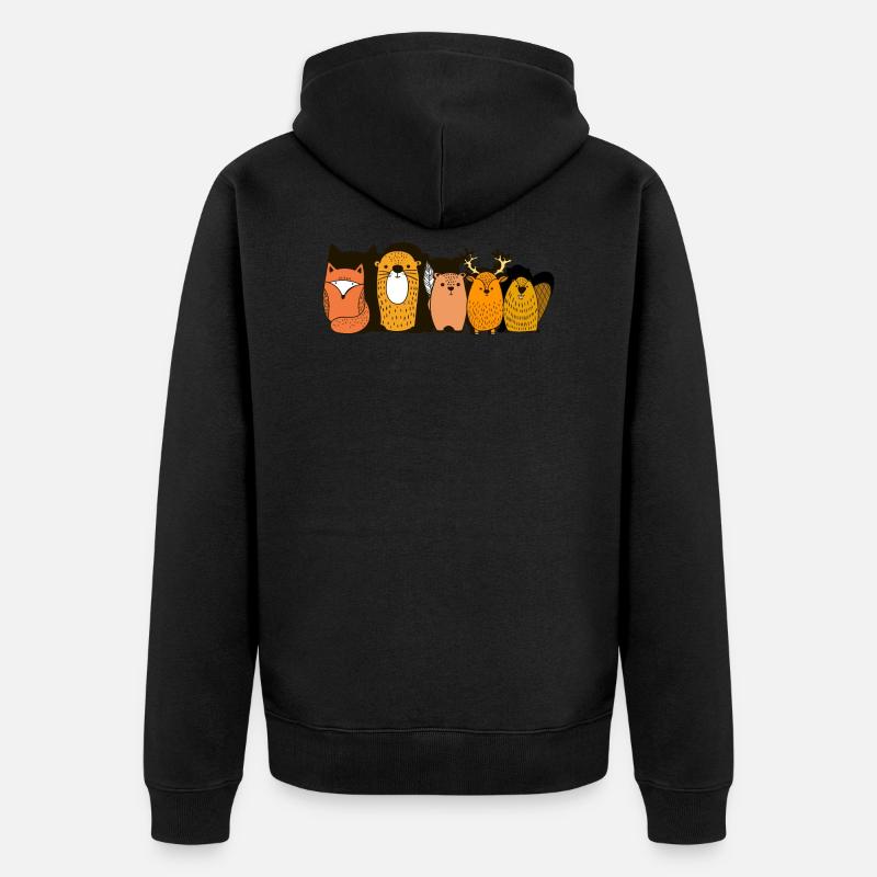 Tiere des Waldes Geschenkidee - Unisex Premium Bio Zip Hoodie - Schwarz