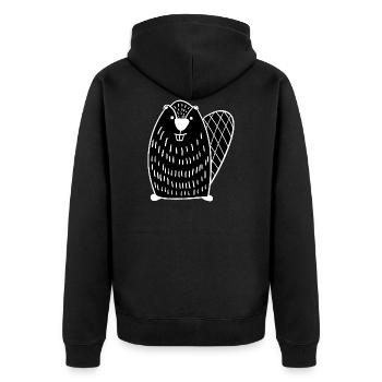 Beaver funny Illustration Gift Men Women - Unisex Premium Bio Zip Hoodie - Schwarz - Hinten - Nico (187cm)