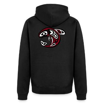 Whale totem - Unisex Premium Organic Zip Hoodie - black - Back - Nico (187cm)