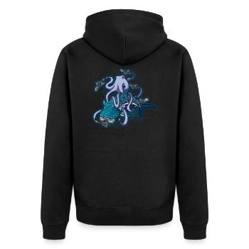 Tauchen Walhai Diving Octopus Geschenk - Unisex Premium Bio Zip Hoodie - Schwarz - Hinten - Nico (187cm)