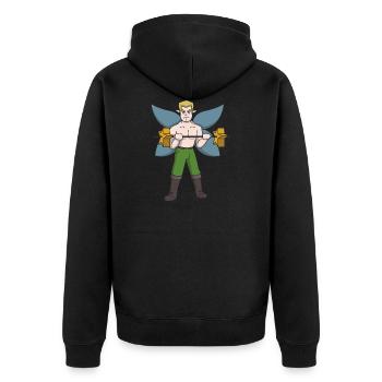 Elfe Mann Fitness Geschenk Gewichtheben Kraftsport - Unisex Premium Bio Zip Hoodie - Schwarz - Hinten - Nico (187cm)