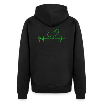 Wolf Herzschlag - Unisex Premium Bio Zip Hoodie - Schwarz - Hinten - Nico (187cm)