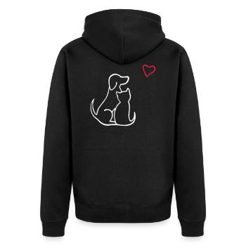 chien chat amour - Veste à capuche bio Premium Unisexe - noir - Dos - Nico (187cm)