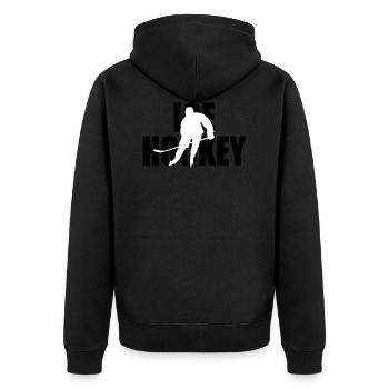 ice hockey - Unisex Premium Organic Zip Hoodie - black - Back - Nico (187cm)