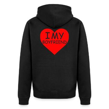 J'aime mon petit ami J'aime des cadeaux de coeur - Veste à capuche bio Premium Unisexe - noir - Dos - Nico (187cm)