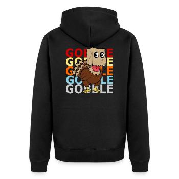 Retro Vintage Style Thanksgiving Truthahn Pute - Unisex Premium Bio Zip Hoodie - Schwarz - Hinten - Nico (187cm)
