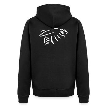 Bee (line drawing, white) - Unisex Premium Organic Zip Hoodie - black - Back - Nico (187cm)