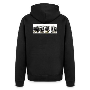 cows - Unisex Premium Organic Zip Hoodie - black - Back - Nico (187cm)