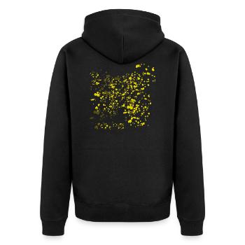 Jaune éclaboussures de couleur - Veste à capuche bio Premium Unisexe - noir - Dos - Nico (187cm)