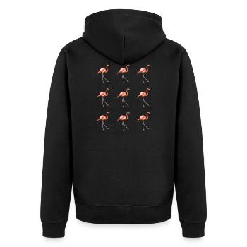 Flamingo Parade - Unisex Premium Bio Zip Hoodie - Schwarz - Hinten - Nico (187cm)