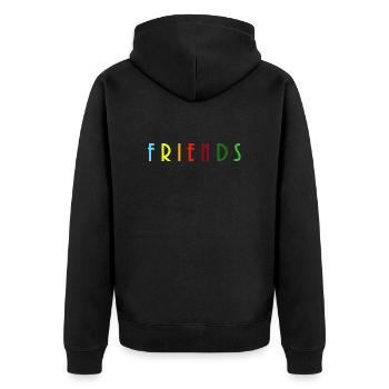 Friends - Unisex Premium Bio Zip Hoodie - Schwarz - Hinten - Nico (187cm)