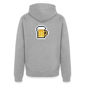 Chope de bière - Veste à capuche bio Premium Unisexe - gris chiné - Dos - Nico (187cm)