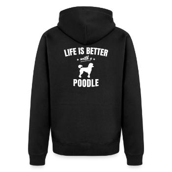 Pudel - Unisex Premium Bio Zip Hoodie - Schwarz - Hinten - Nico (187cm)