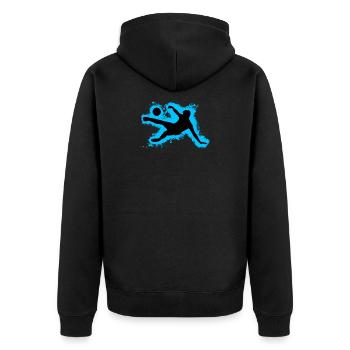 Sports Football Light Blue and Black Outline - Unisex Premium Organic Zip Hoodie - black - Back - Nico (187cm)