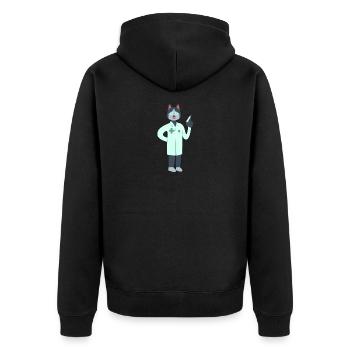 Dogtor Doktor Hund Geschenkidee - Unisex Premium Bio Zip Hoodie - Schwarz - Hinten - Nico (187cm)
