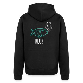Cool fish - Unisex Premium Organic Zip Hoodie - black - Back - Nico (187cm)