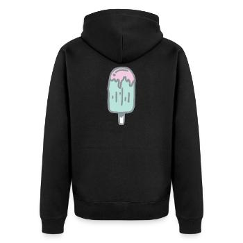 Eis am Stil - Unisex Premium Bio Zip Hoodie - Schwarz - Hinten - Nico (187cm)