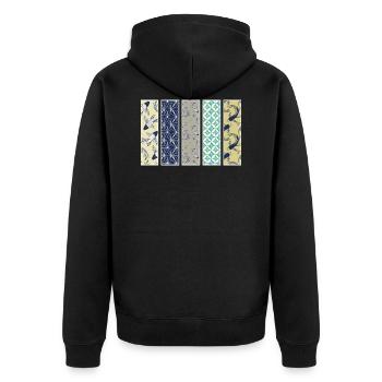Japanisches Muster - Unisex Premium Bio Zip Hoodie - Schwarz - Hinten - Nico (187cm)