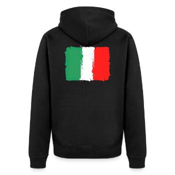 Italien National Flagge - Unisex Premium Bio Zip Hoodie - Schwarz - Hinten - Nico (187cm)