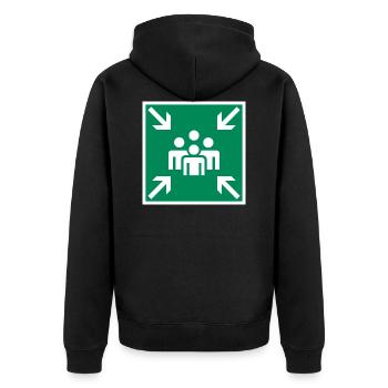 Collection point sign logo - Unisex Premium Organic Zip Hoodie - black - Back - Nico (187cm)