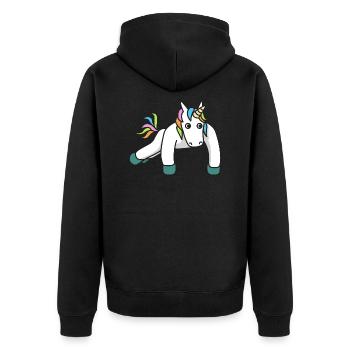 Unicorn pushups gift fitness gym workout - Unisex Premium Organic Zip Hoodie - black - Back - Nico (187cm)