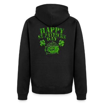 St Patricks Day - Unisex Premium Bio Zip Hoodie - Schwarz - Hinten - Nico (187cm)