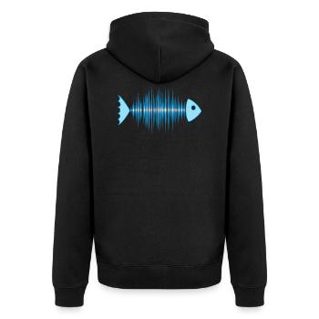 fish skeleton - music wave - DD blue - Unisex Premium Organic Zip Hoodie - black - Back - Nico (187cm)
