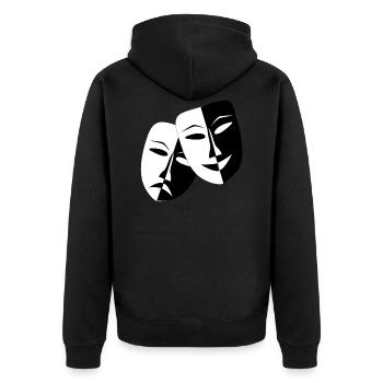 Two face laugh - Unisex Premium Organic Zip Hoodie - black - Back - Nico (187cm)