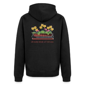 Urlaub Balkonien Ferien - Unisex Premium Bio Zip Hoodie - Schwarz - Hinten - Nico (187cm)