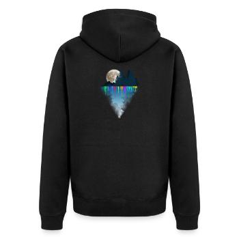 Colorful, artful style T-shirt - Unisex Premium Organic Zip Hoodie - black - Back - Nico (187cm)