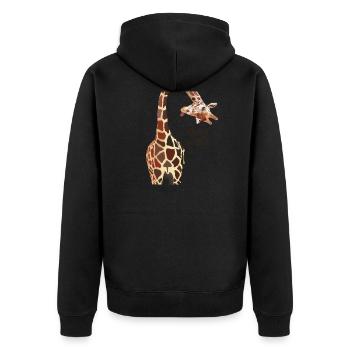 Giraffe, bin ich im Bild? - Unisex Premium Bio Zip Hoodie - Schwarz - Hinten - Nico (187cm)