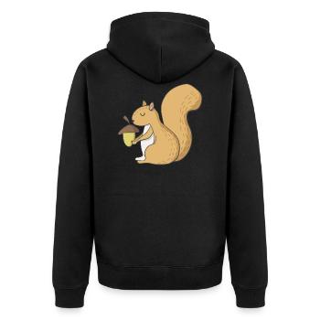 squirrel - Unisex Premium Organic Zip Hoodie - black - Back - Nico (187cm)