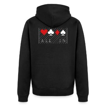 Poker - Unisex Premium Bio Zip Hoodie - Schwarz - Hinten - Nico (187cm)