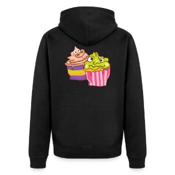Halloween Cupcake Muffin Kuchen Backen Süßigkeiten - Unisex Premium Bio Zip Hoodie - Schwarz - Hinten - Nico (187cm)