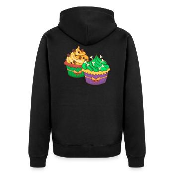 Halloween Cupcake Muffin Kuchen Backen Süßigkeiten - Unisex Premium Bio Zip Hoodie - Schwarz - Hinten - Nico (187cm)