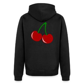 reife Kirsche - Unisex Premium Bio Zip Hoodie - Schwarz - Hinten - Nico (187cm)