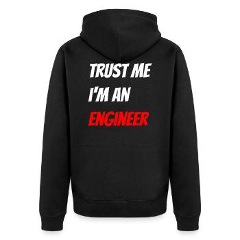 Ingenieur - Unisex Premium Bio Zip Hoodie - Schwarz - Hinten - Nico (187cm)