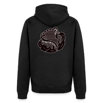 Wellen Kraken Tattoo Geschenkidee - Unisex Premium Bio Zip Hoodie - Schwarz - Hinten - Nico (187cm)