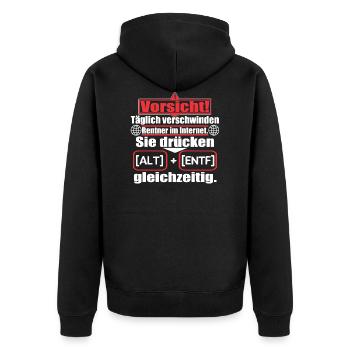 Lustiger Spruch über Rentner - Unisex Premium Bio Zip Hoodie - Schwarz - Hinten - Nico (187cm)
