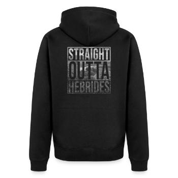 Straight outta Hebrides - Unisex Premium Organic Zip Hoodie - black - Back - Nico (187cm)