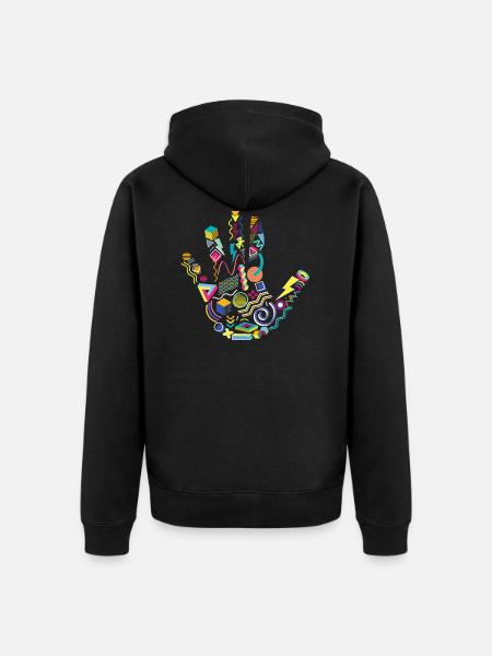 Memphis Style 80s Handprint - Unisex Premium Organic Zip Hoodie - black
