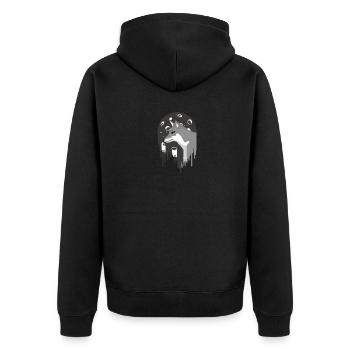 Hund Vollmond - Unisex Premium Bio Zip Hoodie - Schwarz - Hinten - Nico (187cm)