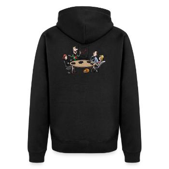 Team meeting team meeting - Unisex Premium Organic Zip Hoodie - black - Back - Nico (187cm)