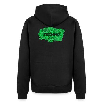 Techno Techno - Unisex Premium Organic Zip Hoodie - black - Back - Nico (187cm)