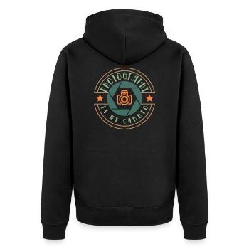 Photograph Kamera Fotograf Geschenk - Unisex Premium Bio Zip Hoodie - Schwarz - Hinten - Nico (187cm)