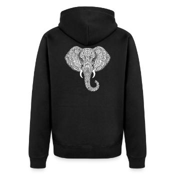 Elefant - Unisex Premium Bio Zip Hoodie - Schwarz - Hinten - Nico (187cm)