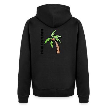 PALME AUS PLASTIK - Unisex Premium Bio Zip Hoodie - Schwarz - Hinten - Nico (187cm)