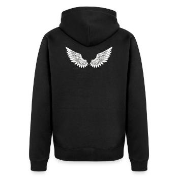 Engelsflügel - Unisex Premium Bio Zip Hoodie - Schwarz - Hinten - Nico (187cm)