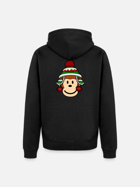Christmas Monkey - Unisex Premium Organic Zip Hoodie - black